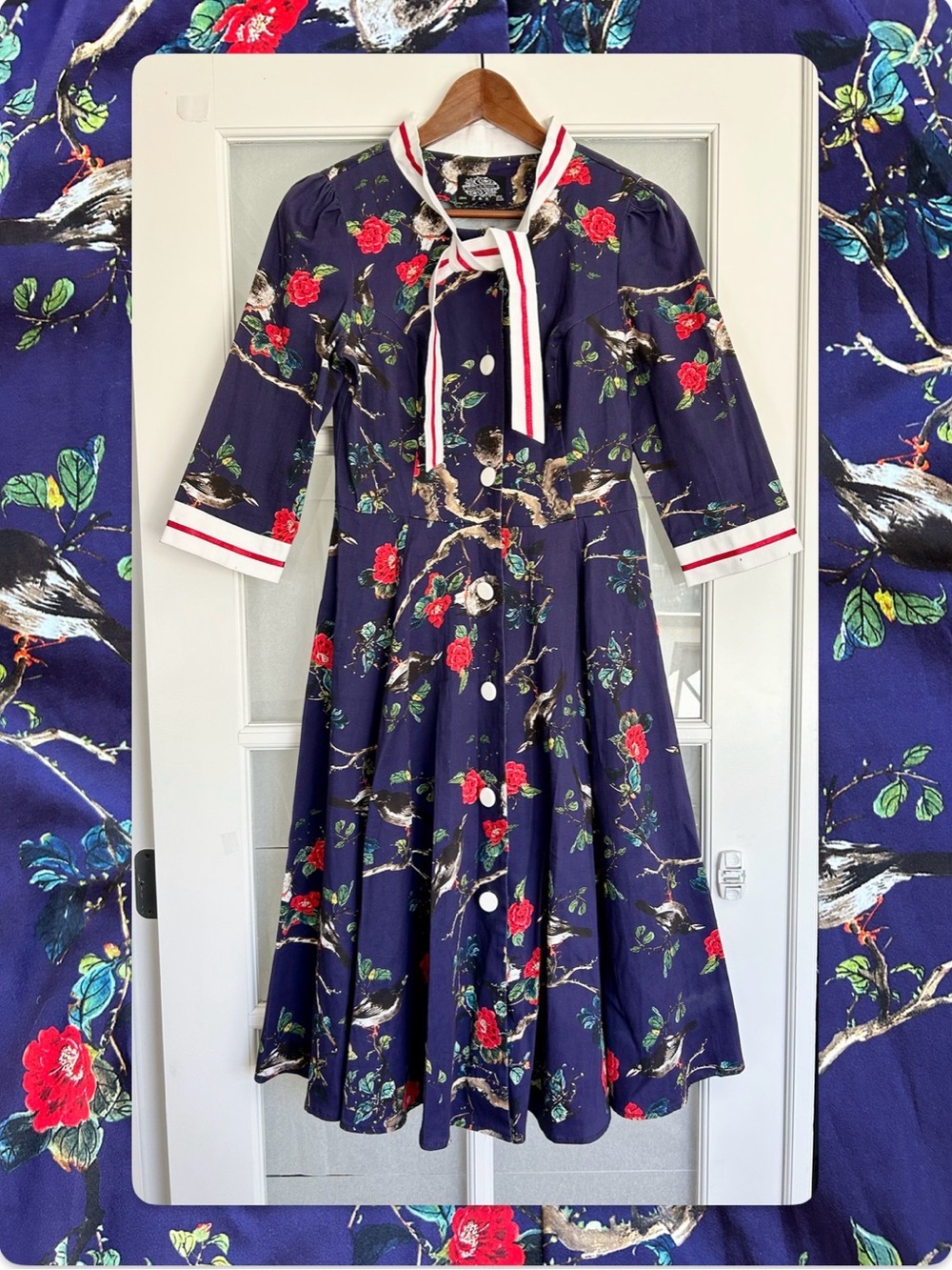 Retro 1950s Inspired Tie-Neck Dress
